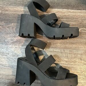 Madden Girl Black Chunky Platform Sandals